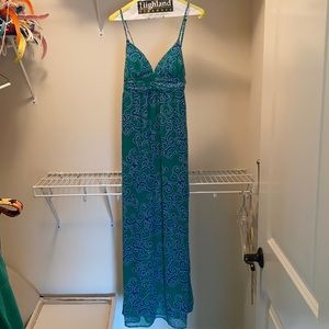 Green and Blue Maxi Dress